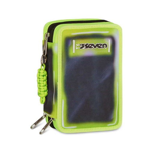Picture of SEVEN SHADOWS OF COLOUR 3 ZIP LIME FILLED PENCIL CASE